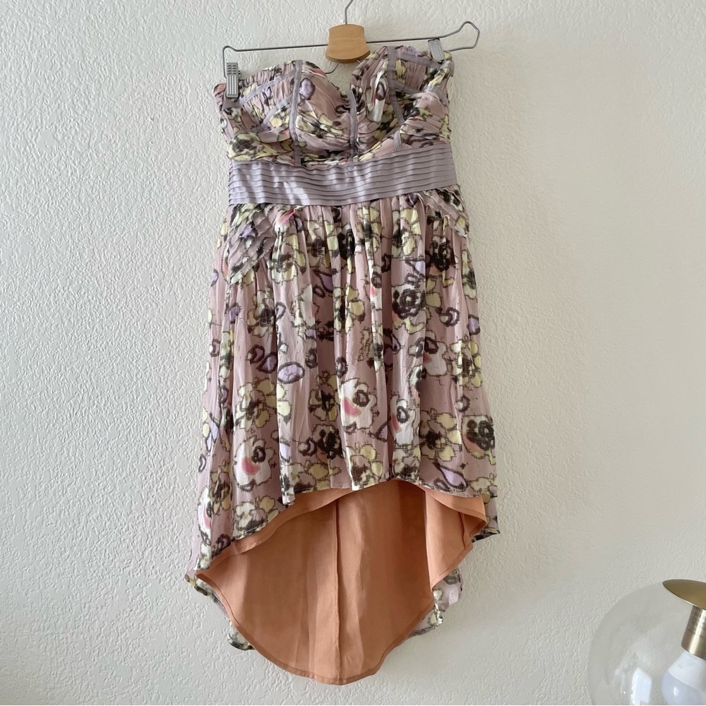 Hype Pink Floral strapless High Low Hem Dress